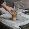 white paper straw in PLA clear cup with dome lid