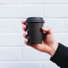 Single Walled Black Hot Cup with Black Lid